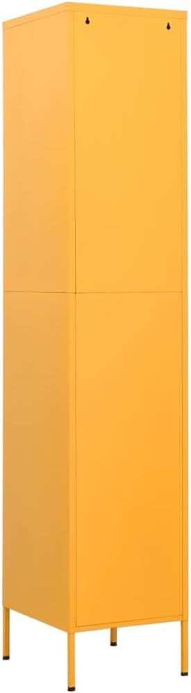 Mustard Yellow Steel Tall Locker Cabinet with 4 Adjustable Shelves, Secure Storage Lock and Key, Durable Modern Design for Office and Living Room Organization