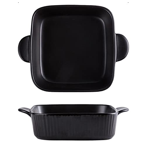 GIKPAL Creramics - Bandeja cuadrada con asas dobles (porcelana esmaltada, acabado mate, esmaltada), color negro Cover