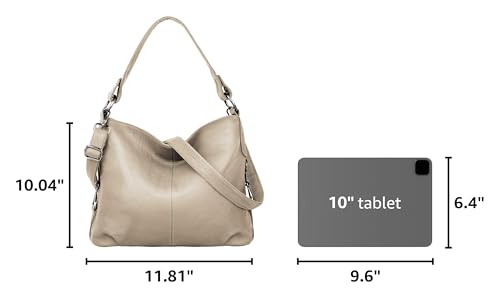Image of YALUXE Women's Real Leather Shoulder Bags Hobo Handbag Purse Crossbody Bag | Soft Genuine Leather, Convertible, Cross-body Bag, Multiple Pockets, Large Capacity, Medium Size