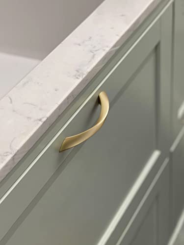 Image of Brushed Gold Cabinet Pulls 5 Inch 20 Pack Arch Twisted Brass Handles Drawer Kitchen Cupboard Bathroom Dresser Cabinet Hardware Zinc Alloy