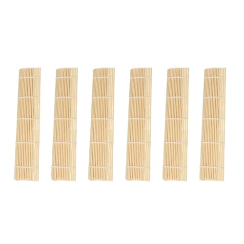 NESTINGHO Kit de 6 Esterillas de Bambú para Enrollar Sushi Superficie Lisa sin Rebabas, Utensilio Adecuado para Preparar Sushi Cocina de Casa