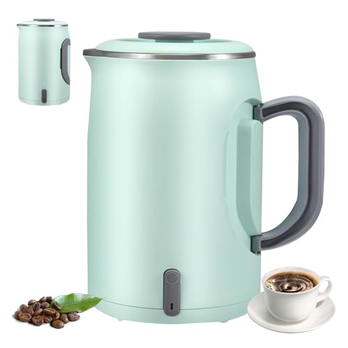 Bouilloire Électrique De Voyage 600 Ml, Poignée Pliable, Mini Bouilloire De Camping Portable À Faible Consommation, En Acier Inoxydable, Arrêt Automatique,...