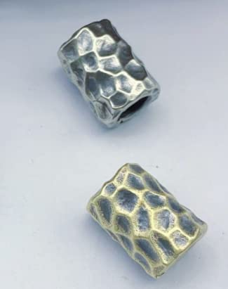 2pcs Hammer Grain Craters Silver & Yellow EDC Out Brass Knife Beads Umbrella Rope Cord Outdoor Knife Pendant Paracord Lanyard Bead