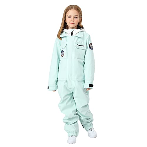 Image of HOTIAN Kids One Piece Snowsuits Girls Ski Suits Overalls Waterproof Insulated Snow Wear Outfits Snowboarding Jackets