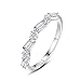 Aotiwe Bague Solitaire Argent Femme, Bague pour Bijoux Bague en Argent Zircon Trapézoïdal Taille 56.5 Cadeau pour Femme