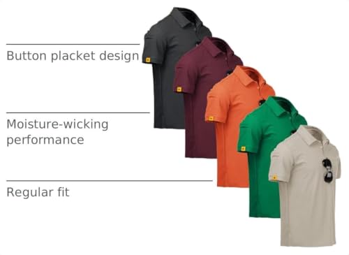 Image of ZITY 5 Pack Mens Polo Shirt Short Sleeve Moisture Wicking Golf T-Shirt