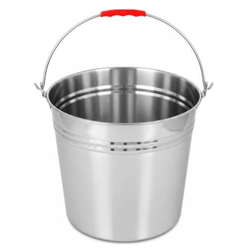 CABLEPELADO - Cubo de Acero Galvanizado con Asa Reforzada | Capacidad de 16 litros | Cubo de Metal Multiusos para Jardín, Hogar y Obra | Resistente a la Corrosión y a la Intemperie | Plata