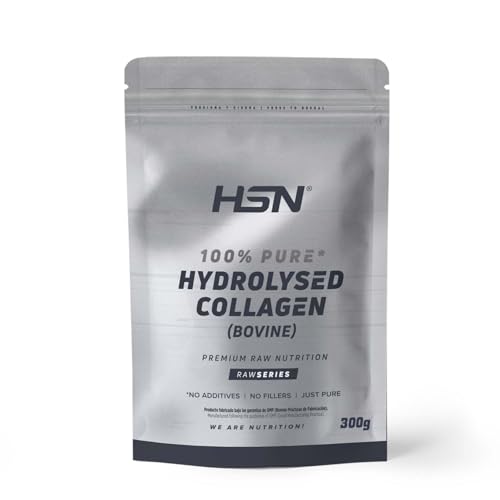 HSN Colágeno Hidrolizado Bovino en Polvo | Sin Sabor 300g | 10g Péptidos de Colágeno de Bajo Peso Molecular | Sin Añadidos ni Aditivos | No Incluye Dosificador | No-GMO, Sin Gluten
