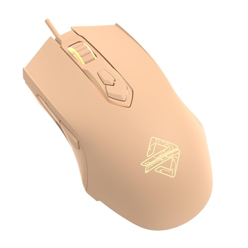 AJ52 Gaming Mouse Wired, 7 Programmable Buttons, Computer Mice with RGB LED Backlit, 500-2750 DPI Adjustable,for Windows/Mac OS/Linux (MilkTea)