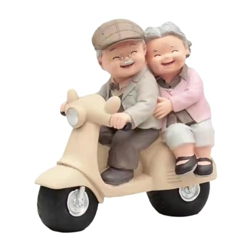 STAIPO RHAIYAN Figurita de pareja de ancianos, aniversario de boda, romántico, pintado a mano, figura for regalo, resina apta for escritorio, sala de estar, decoración del gabinete del hogar