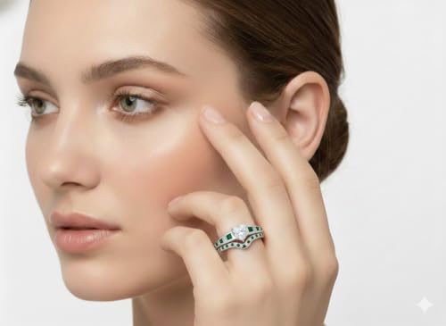 Image of Choose Your Gemstone Graduated Channel Setting Diamond CZ Wedding Sterling Silver Heart Shape Wedding Engagement Birthstone Stackable Ring Size US 4 to 12