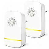 RoxicRokc Repelente Ultrasónico de Plagas, Antimosquitos Electrónico Control de Mosquitos Hormigas, Cucarachas, Moscas, Arañas, Chinches, Ahuyentador de Ratas y Ratones para Interiores (2 Piezas)