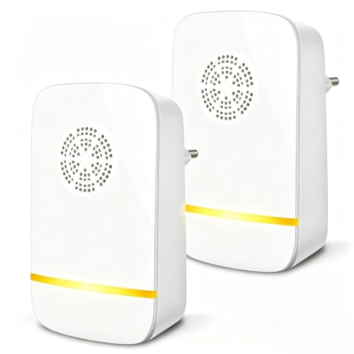 RoxicRokc Repelente Ultrasónico de Plagas, Antimosquitos Electrónico Control de Mosquitos Hormigas, Cucarachas, Moscas, Arañas, Chinches, Ahuyentador de Ratas y Ratones para Interiores (2 Piezas)