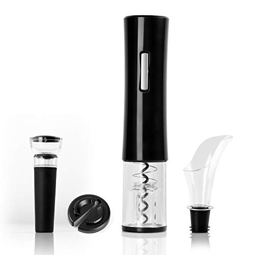 Ycljnjh Electric Bottle Opener Set Battery-Powered Automatic Bottle Opener Set Including Electric Wine Opener, Vacuum Stopper, Aluminum Foil Cutter, Wine Pourer, 4 In 1 Gift Set For Wine Lovers, Black #TOP21