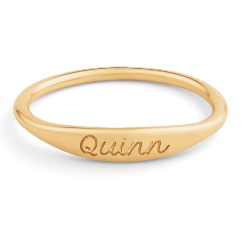 CAITLYNMINIMALIST 18K Gold Sterling Silver Rose Gold Name Ring Skinny Stackable Custom Name Ring Personalized Stacking Rings Gift for Bridesmaids