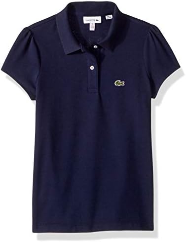 Lacoste girls Classic Short Sleeve Piqué Polo Shirt, Navy Blue, 12 Years US