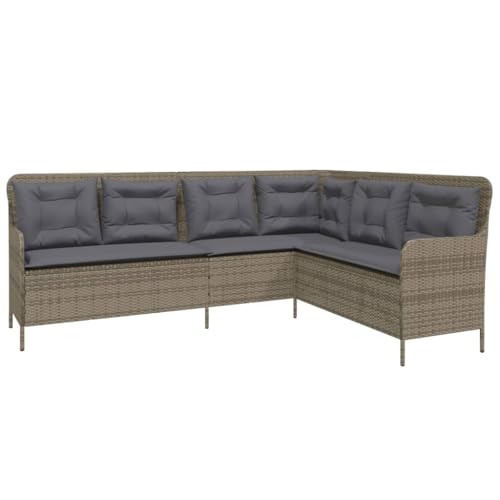 vidaXL Gartensofa in L-Form, Ecksofa mit Kissen, Sitzgruppe für...