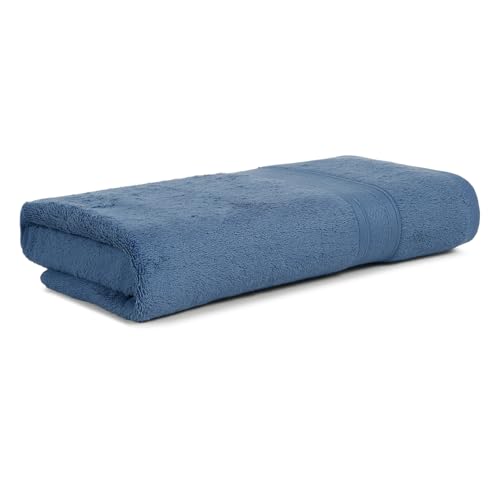 Image of Arvind 100% Cotton Towels for Bath | Towels for Bath Large Size | 500 GSM Bath Towel - Soft & Absorbent | 1 Piece Bath Towel for Men /Women | Urban Comfort | 70 cm x 140 cm - Dark Blue