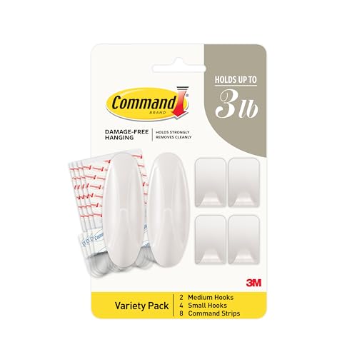 Image of Command Mixed Hooks Pack, Radiant Pearl, 6 /Pack (PRMHP-6ESF)