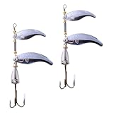 Zerodeko 2pcs Metal Fishing Lures Spinnerbait Baits with Treble Hooks Silver Bionic Jigging Lures for Bass Freshwater Reservoir Angler Fishing Gear