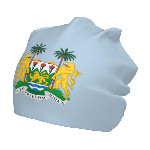 National Emblem of Sierra Leone Children Hip Hop Knitted Hat Kids Elastic Leisure Knit Cap Warm Sleep Beanies Black