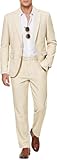 MAGE MALE Men's 2 Piece Linen Suits Casual Lightweight Blazer Jackets and Pants for Wedding Business Prom Beige
