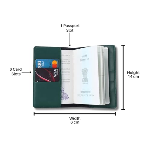 Image of AICA Personalised Name & Charm Leather Passport Cover Holder for Men & Women (DarkGreen) | Birthday Gifts for Women