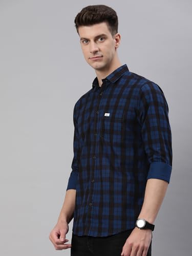 Image of Majestic Man Men Small Checkered Slim Fit Cotton Casual Shirt