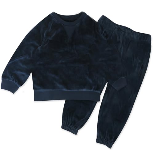 Image of HonestBaby Baby 2-Piece Cozy Velour 100% Organic Cotton Sweatshirt and Jogger Sweatpants Set