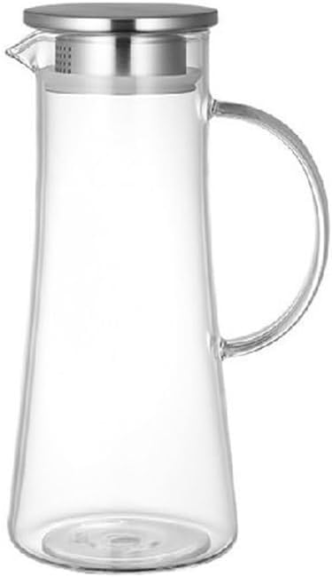 Tea Set 1.5 Liter Glass Pitcher With Lid Heat Resistant Water Carafe With Handle For Hot/Cold Beverages Pot Teapot Set