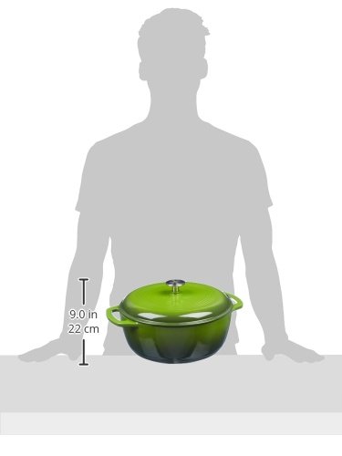 Amazon Basics Enameled Cast Iron Covered Dutch Oven, 6-Quart, Green