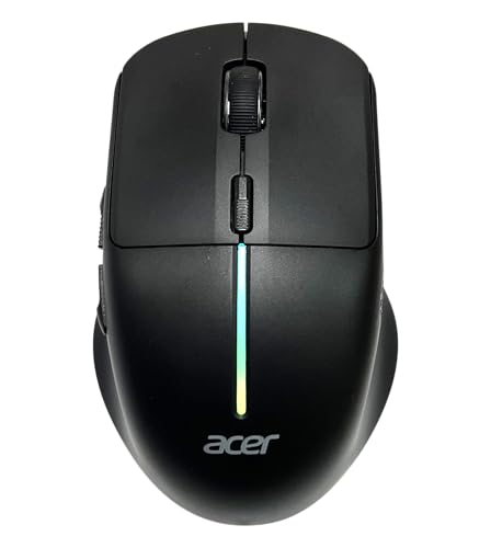Acer Prism Wireless Mouse | Dual Mode 2.4GHz & BT 5.1 | 6 Buttons with Scroll Wheel | 800/1200/1600 DPI | Rechargeable 500mAh Battery | Running RGB | Lightweight 73g I Windows & Mac Compatible – Black