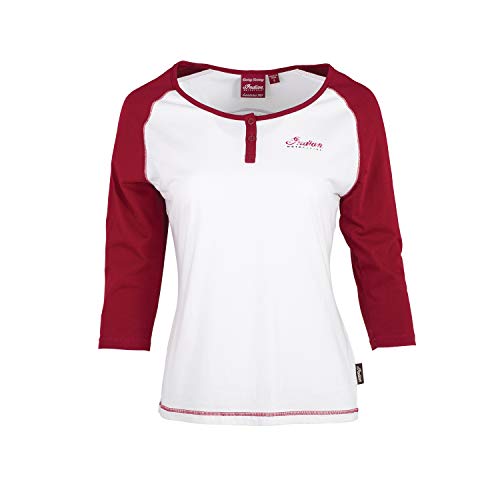 Indian Motorcycle Women's 3/4 Sleeve Raglan Henley T-Shirt, White/Red - S