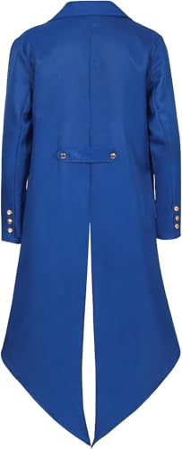 YQVGFBY Men's Gothic Steampunk Tailcoat Men,Medieval Victorian Vintage Jacket Uniform Long Tuxedo,Renaissance Pirate Vampire Party Cosplay Costumes for Adults Men (Blue - Image 3