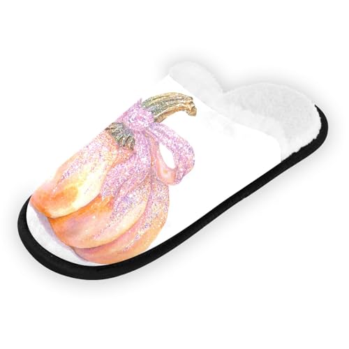 Halloween Pumpkin Purple Shiny Slippers For Women Men Soft Memory Foam Non-Slip Hallowmas Winter Indoor House Shoes Travel Slipper2