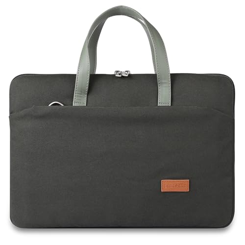 Image of Protecta Grace Office Laptop Messenger Bag for Men and Women Canvas Look Laptop Briefcase Water Repellent Padded Laptop Messenger Sleeve Bag 15.6 Inch Ideal for Office & Work in Color Olive