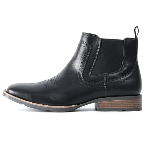Image of IXU Cowboy Boots For Men Square Toe Ankle Boots | Western Chelsea Boot Casual Dress Slip On Men Shoes