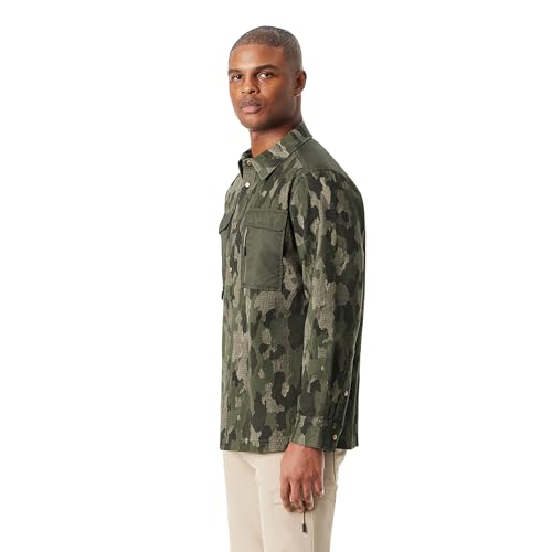 Image of BASS OUTDOOR Men's Stretch Worker Snap Front Shacket With Double Chest Pockets Standard