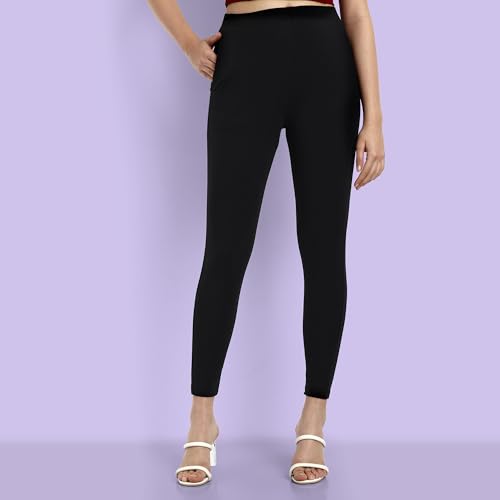 Image of ONE SKY Women Ankle Length Leggings | Premium Cotton Modal Spandex Blend | High Waist Stretchable & Bio-Washed Fabric | Colour-Lock | Ethnic Leggings for Women