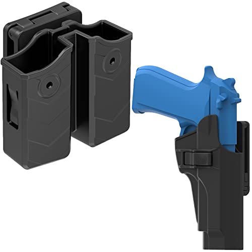 Universal Double Magazine Pouch, 9Mm .40 Double Stack Mag. Holder Dual Stack Mag Holster + Owb Holster For Beretta 92 92Fs 92S 92G M9 M9_22 #TOP8