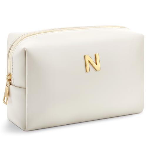 Kigeli Initial Makeup Bag Gifts for Women Teen Girls Bridesmaid, N