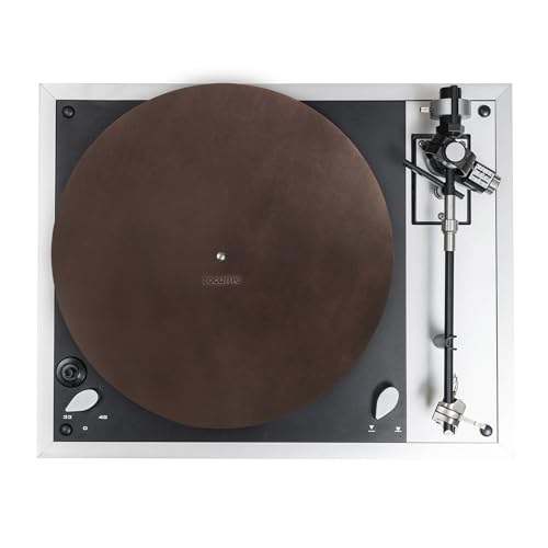 tocame, Classy Circular Turntable Slipmat, Antistatic Cover, Reduces Noise & Sounds from Static and Dust, Full Grain Leather, Handmade, Bourbon Brown