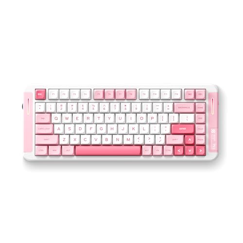 Image of MCHOSE X75 V2 Wireless Mechanical Keyboard Volume Knob, Tri-Mode BT5.0 /2.4GHz /USB-C Hot Swappable Custom Keyboards, Linear Switch Creamy Keyboards, RGB Gaming Keyboard for PC /Tablet /PS /Xbox, Pink