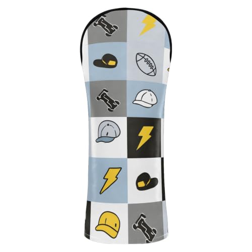 ALAZA Icons on A Chessboard Pattern Golf Club Head Covers