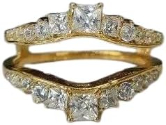 VANDANA GEMS & JEWELRY 2.00 Ctw Princess Cut Diamond Enhancer Wrap Gaurd Band Ring For Women's Wedding Engagement Ring 14K Yellow Gold Finish