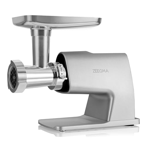 ZEEGMA MOLEN MASTER Máquina Eléctrica para Moler Carne, Potencia de 2500 W, 3 Discos de Acero Inoxidable, Accesorio para Embutidos, Rallador, Función Reversa, Pantalla Táctil