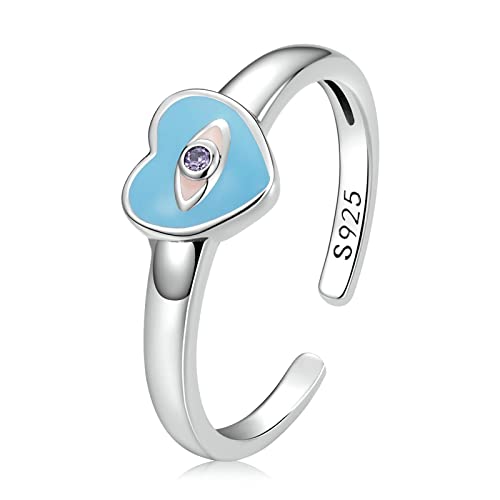 Bague coeur argent femme tendance, bague ouverte ajustable pour toutes les occasions
