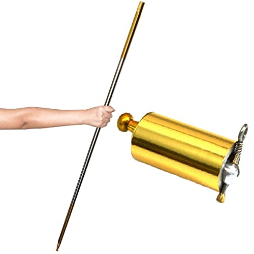 OUERMAMA Metal Appearing Cane Magic Pocket Staff for Professional Magician Stage Close-up Magic Trick Magic Accessories (Golden Silver, 59