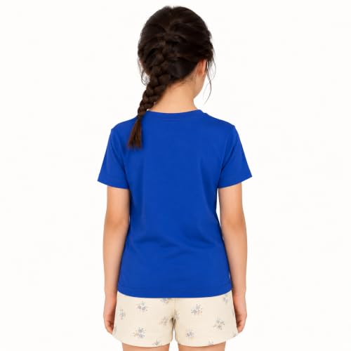 Image of Kids Round Neck Girls Tshirt | Short Sleeves | Natural Organic 100% Cotton Soft Comfortable Fabric | Plain Color Original Branded Half Sleeve | School t-Shirt for Girl Kid | Sleepwear Everyday Casual