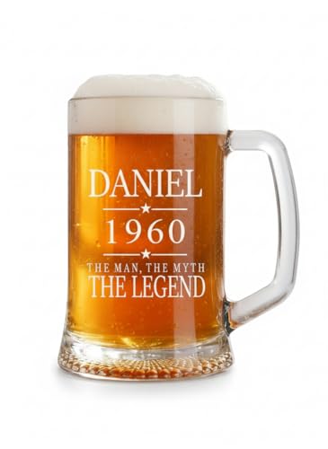 ukgiftstoreonline Personalised The Man The Myth The Legend Birthday Beer Tankard Glass Gift for Him
